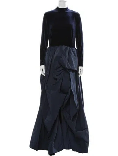 Pre-owned Marchesa Notte Mock Neck Long Dress W/ Tags In Blue