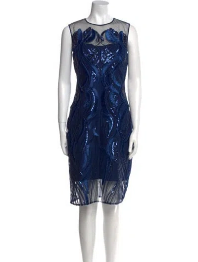 Pre-owned Marchesa Notte Nylon Knee-length Dress In Blue