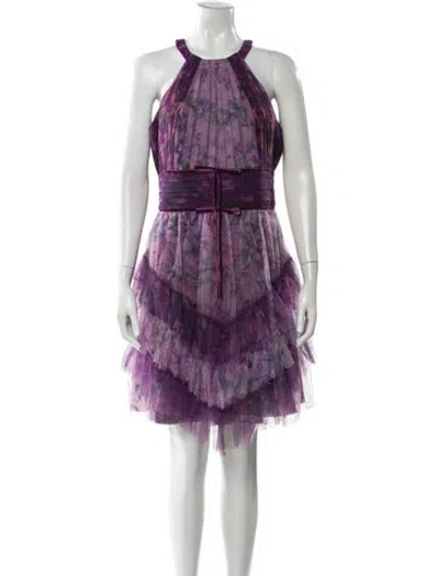 Pre-owned Marchesa Notte Nylon Knee-length Dress In Purple