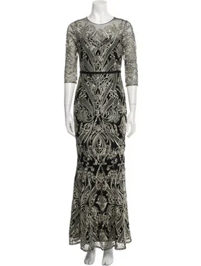 Pre-owned Marchesa Notte Nylon Long Dress In Black