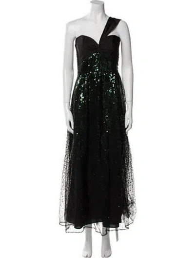 Pre-owned Marchesa Notte Nylon Long Dress In Black