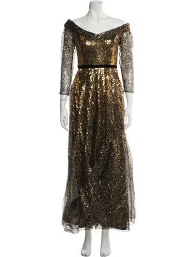 Pre-owned Marchesa Notte Nylon Long Dress In Black