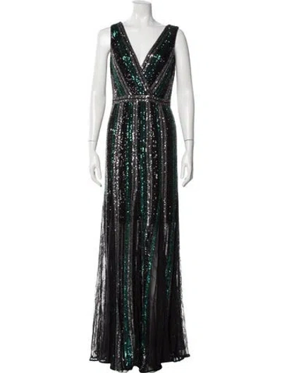 Pre-owned Marchesa Notte Nylon Long Dress In Black