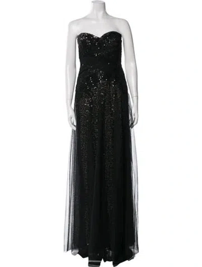 Pre-owned Marchesa Notte Nylon Long Dress In Black