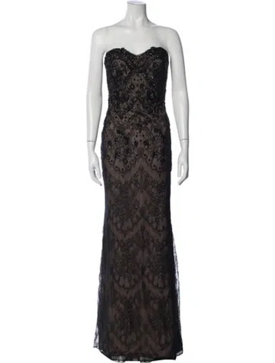 Pre-owned Marchesa Notte Nylon Long Dress In Black