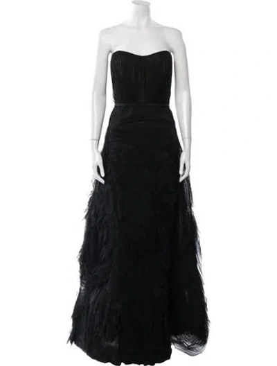 Pre-owned Marchesa Notte Nylon Long Dress In Black