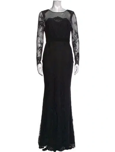 Pre-owned Marchesa Notte Nylon Long Dress In Black