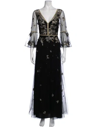 Pre-owned Marchesa Notte Nylon Long Dress In Black