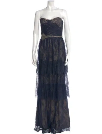 Pre-owned Marchesa Notte Nylon Long Dress In Blue