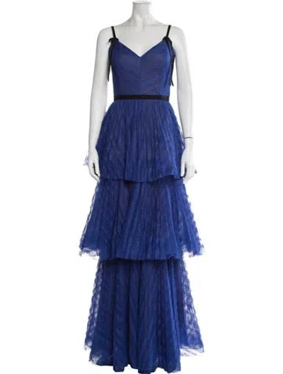 Pre-owned Marchesa Notte Nylon Long Dress In Blue
