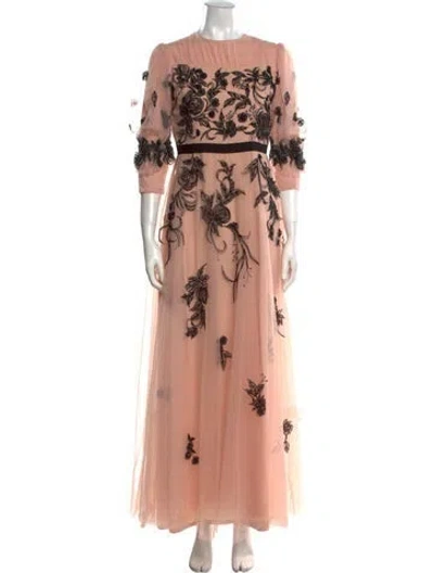 Pre-owned Marchesa Notte Nylon Long Dress In Pink