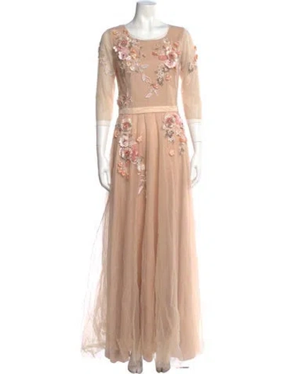Pre-owned Marchesa Notte Nylon Long Dress In Pink
