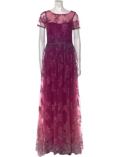 Pre-owned Marchesa Notte Nylon Long Dress In Purple