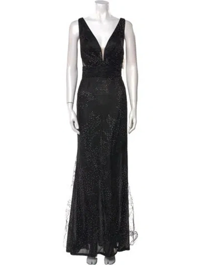 Pre-owned Marchesa Notte Nylon Long Dress W/ Tags In Black