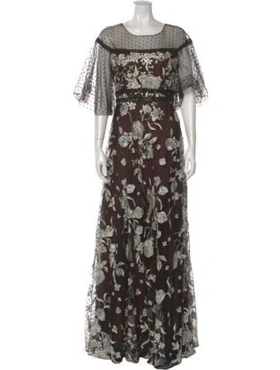 Pre-owned Marchesa Notte Nylon Long Dress W/ Tags In Black