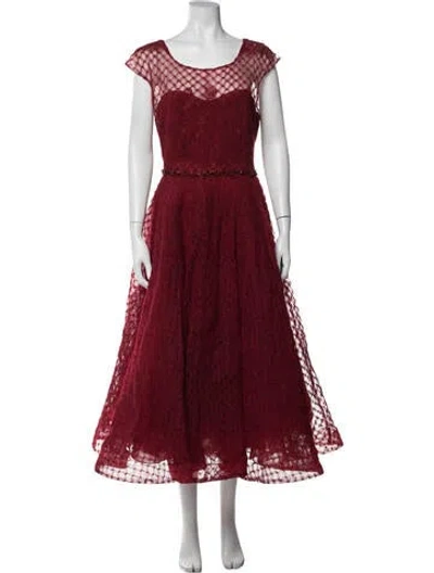 Pre-owned Marchesa Notte Nylon Long Dress W/ Tags In Burgundy