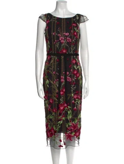 Pre-owned Marchesa Notte Nylon Midi Length Dress In Black