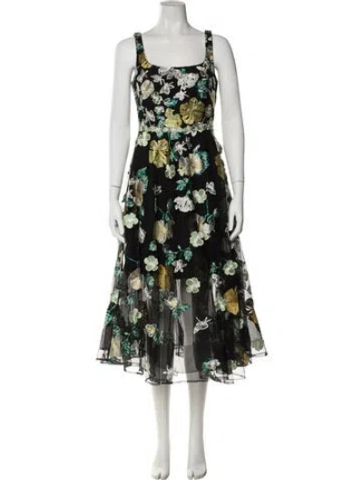 Pre-owned Marchesa Notte Nylon Midi Length Dress In Black