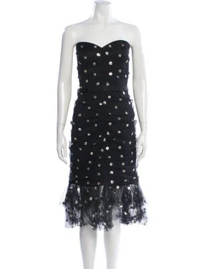 Pre-owned Marchesa Notte Nylon Midi Length Dress In Black