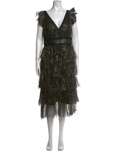 Pre-owned Marchesa Notte Nylon Midi Length Dress In Black
