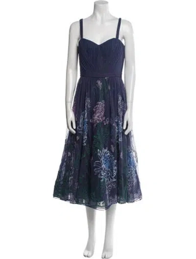 Pre-owned Marchesa Notte Nylon Midi Length Dress In Blue