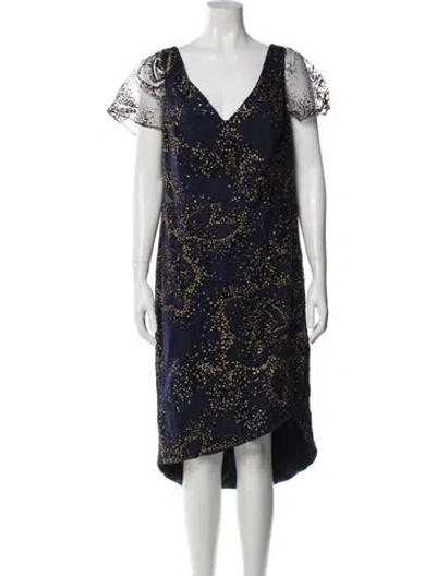 Pre-owned Marchesa Notte Nylon Midi Length Dress In Blue