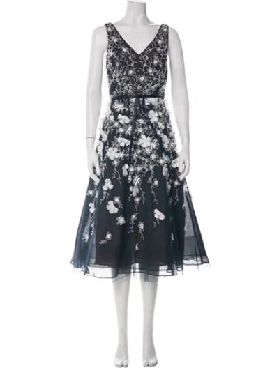 Pre-owned Marchesa Notte Nylon Midi Length Dress In Blue