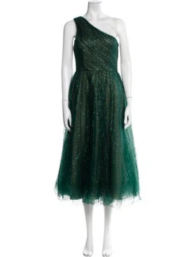 Pre-owned Marchesa Notte Nylon Midi Length Dress In Green