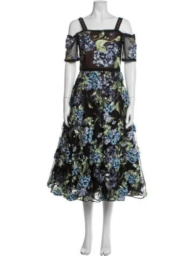 Pre-owned Marchesa Notte Nylon Midi Length Dress In Green