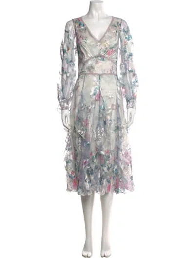 Pre-owned Marchesa Notte Nylon Midi Length Dress In Multi