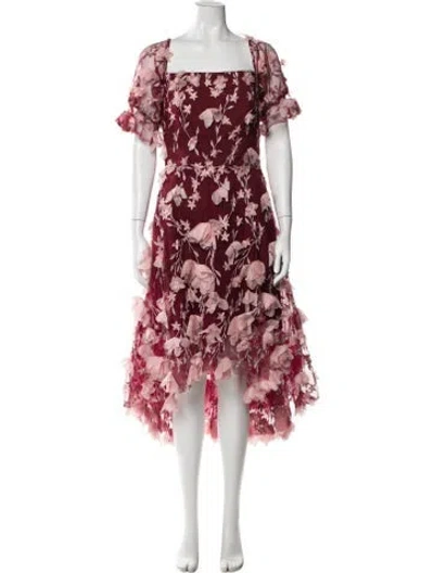 Pre-owned Marchesa Notte Nylon Midi Length Dress In Multi