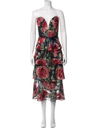 Pre-owned Marchesa Notte Nylon Midi Length Dress In Multicolor