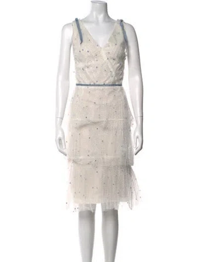 Pre-owned Marchesa Notte Nylon Midi Length Dress In Neutrals
