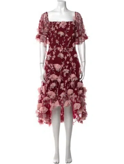 Pre-owned Marchesa Notte Nylon Midi Length Dress In Pink/red