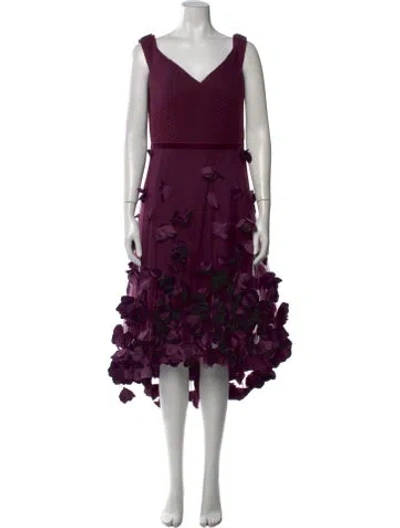 Pre-owned Marchesa Notte Nylon Midi Length Dress In Purple