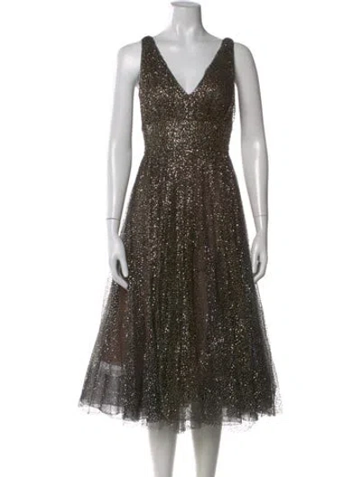 Pre-owned Marchesa Notte Nylon Midi Length Dress W/ Tags In Black