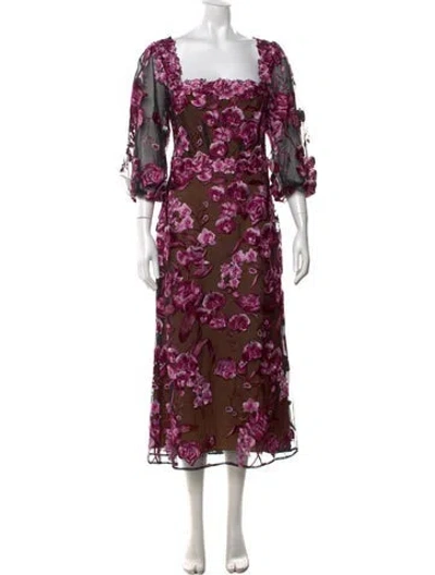 Pre-owned Marchesa Notte Nylon Midi Length Dress W/ Tags In Black