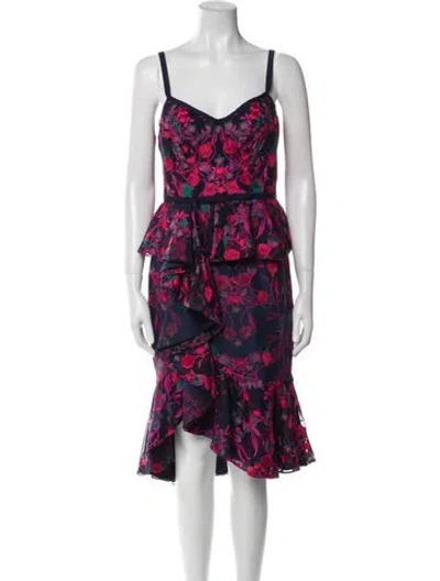 Pre-owned Marchesa Notte Nylon Midi Length Dress W/ Tags In Purple