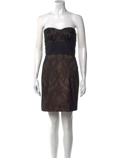 Pre-owned Marchesa Notte Nylon Mini Dress In Black