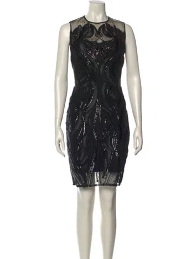 Pre-owned Marchesa Notte Nylon Mini Dress In Black