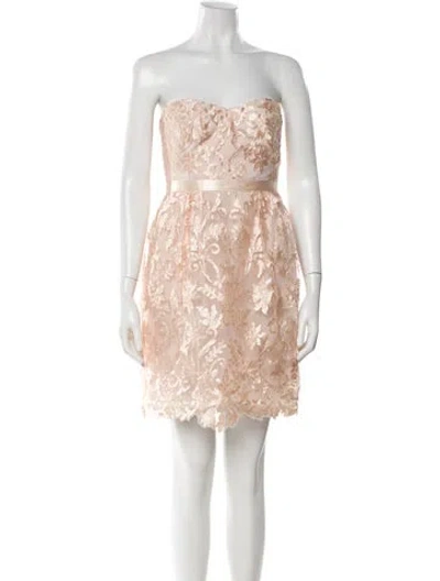 Pre-owned Marchesa Notte Nylon Mini Dress In Pink