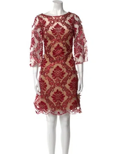 Pre-owned Marchesa Notte Nylon Mini Dress In Red