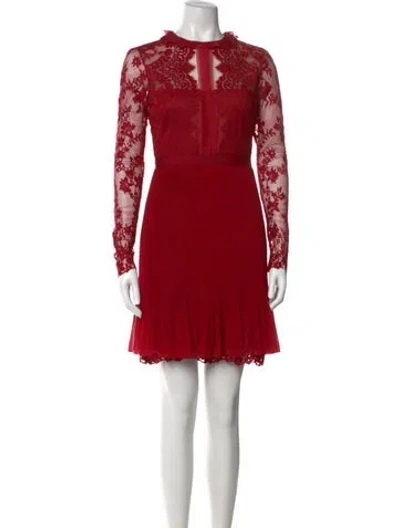 Pre-owned Marchesa Notte Nylon Mini Dress In Red
