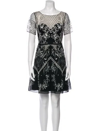 Pre-owned Marchesa Notte Nylon Mini Dress W/ Tags In Black