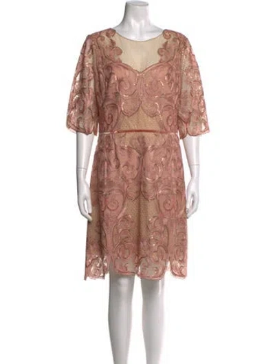 Pre-owned Marchesa Notte Nylon Mini Dress W/ Tags In Neutral