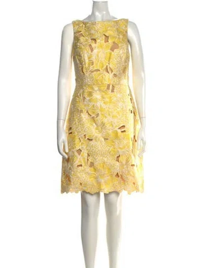 Pre-owned Marchesa Notte Nylon Mini Dress In Yellow