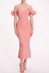 Marchesa Notte Cloque Midi Dress In Multi