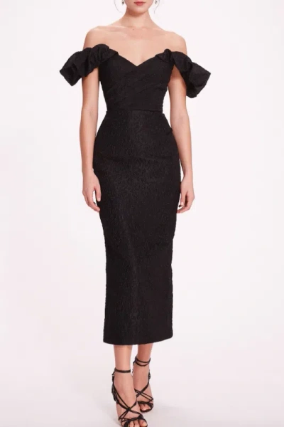 Marchesa Notte Off-shoulder Cloque Dress In Multi