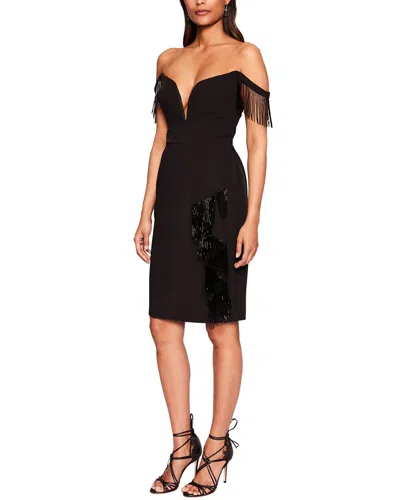 Marchesa Notte Off Shoulder Mini Cocktail Dress In Black