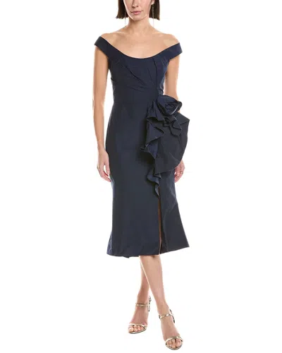 Marchesa Notte Off The Shoulder Strapless Cocktail Dress In Blue